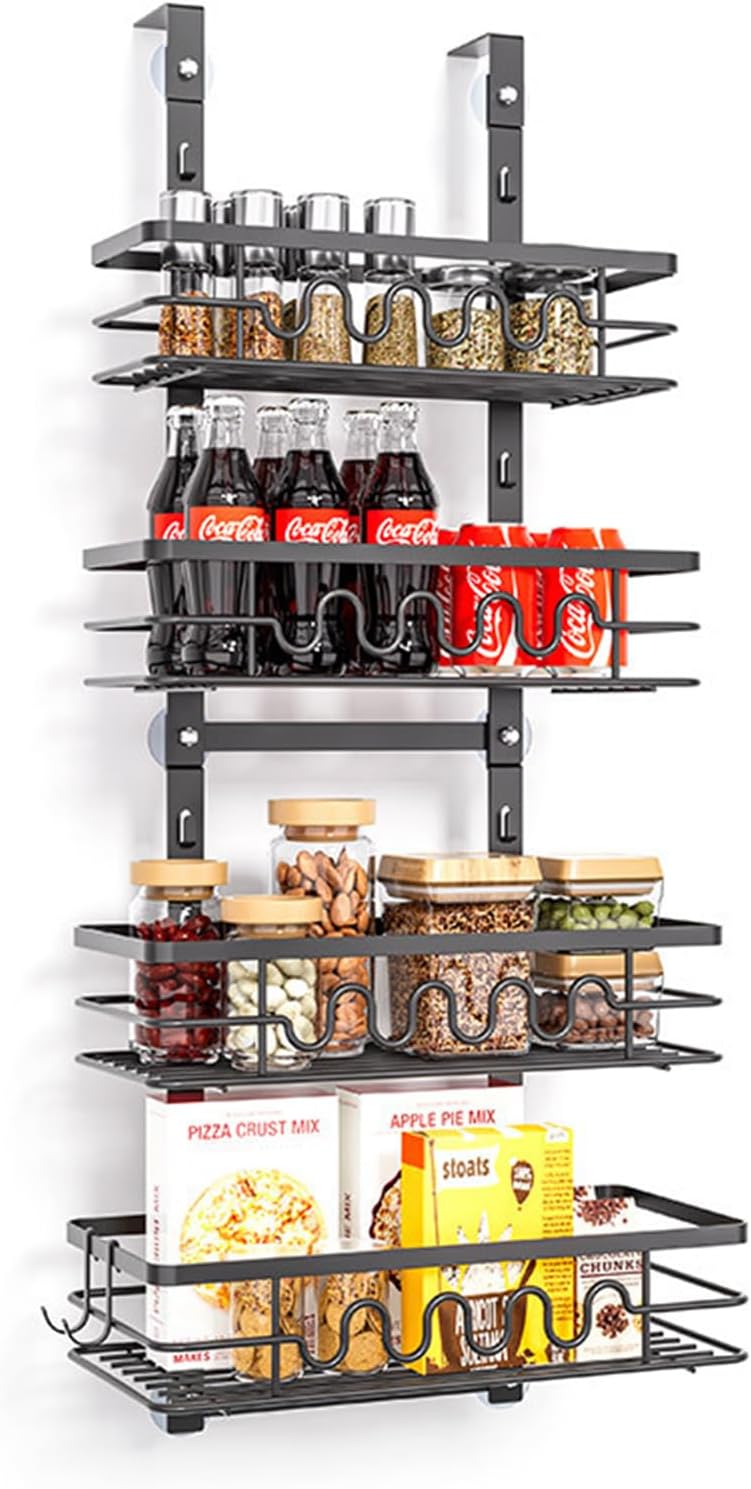4 Tier Adjustable Baskets Over Door Pantry Organiser