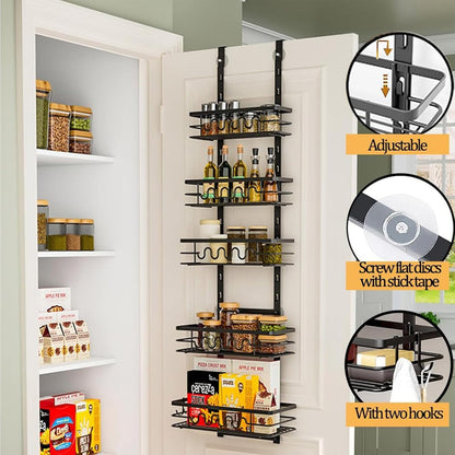 4 Tier Adjustable Baskets Over Door Pantry Organiser