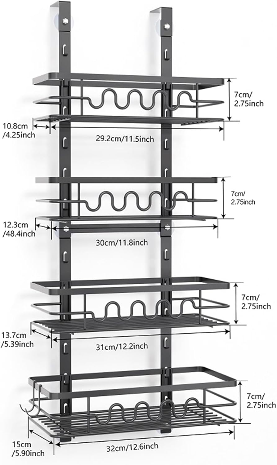 4 Tier Adjustable Baskets Over Door Pantry Organiser